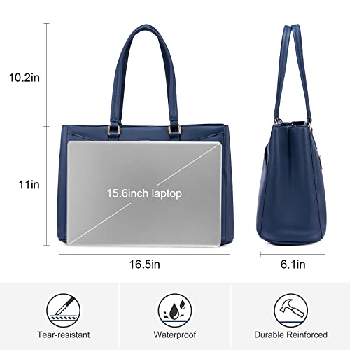 Image of Laptop Tote Bag for Women 15.6 Inch Waterproof Leather Computer Laptop Bag Women Business Office Work Bag Briefcase Large Travel Handbag Shoulder Bag