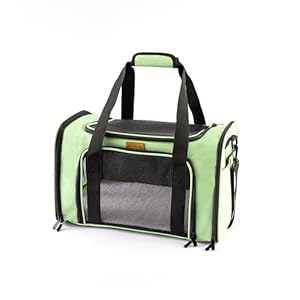 Pet Carrier for Small, Medium Dogs, Cats and Puppies up to 15 lbs, Portable, Collapsible, Car Pet Bag (Green)