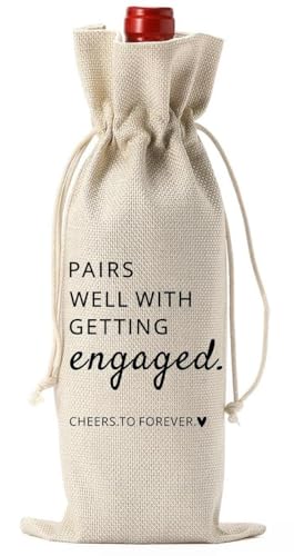 KELIZIN 1Pcs Engaged Gifts Wine Champagne Bag, Engagement Gifts for Couples, Wedding Gift for Mr and Mrs, Engagement Gift - Pairs Well with Getting Engaged Wine Bottle Bag