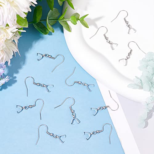 Beebeecraft 1 Box 50Pcs Earring Hooks with Pendant Clasp Stainless Steel French Wire Earring Ball Hooks with Pinch Bails for DIY Jewellery Earring Making - Image 4
