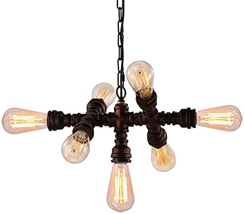 Lampe suspendue café bar magasin vêtement style conduite d'eau métal 7 têtes