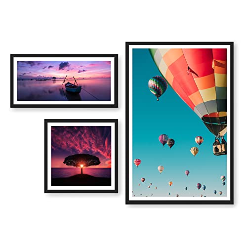 Image of Ritwika's Customized Set of 3 Premium Personalized Print Collage Frames with Your Photos In 2 Sizes | One 12X6, One 8X8 & One 12X18 Inches | Gift For Anniversary, Birthday, Wedding, Couples