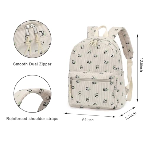Image of Corduroy Womens Mini Backpack Girls Small Backpack Purse Fashion Casual Daypack School Bookbag (Panda)