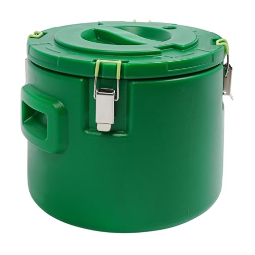 Recipiente térmico de acero inoxidable de 15 L con tapa y cierre de sujeción, recipiente para alimentos con asas laterales y superiores, para alimentos calientes y fríos, recipiente de hielo