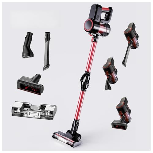 LRF-yxkj Aspiradora Fregona Sin Cable 5 in 1 Menor Ruido,Luces LED,Depósito 200 Ml, Aspirador Escoba Escoba Electrica Sin Cable para Mascotas/Alfombras/Coche/Suelos Duros/Cama