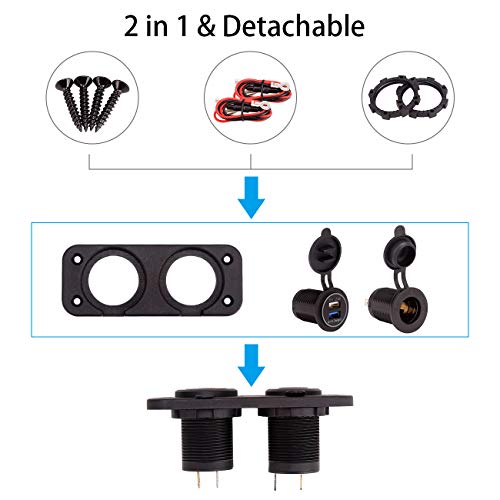 10L0L Golf Cart Cigarette Lighter Outlet & Quick Charge 3.0 Dc 12V Input Waterproof Usb Charger Power Socket Adapter Dual Usb Ports Panel Universal For Ezgo Club Car Yamaha Golf Cart Models #TOP4