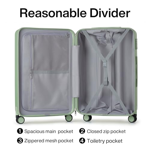 Image of Hanke Luggage Sets 3 piece Carry On Luggage with Wheels PC Hard Shell Suitcases Lightweight Checked Travel Luggage Large Travel Suitcase Woman Men 20 /24 /29 Inch(Bamboo Green)