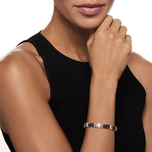 Ross-Simons Black Agate Good Fortune Bracelet in Sterling Silver2