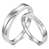 Calefee Anillo para ella y él, anillos de pareja de oro blanco de 9 K/14 K/18 K, compromiso con diamante y moissanita, talla 7 a 30, Dimensioni Personalizzabili, Metal, Moissanita