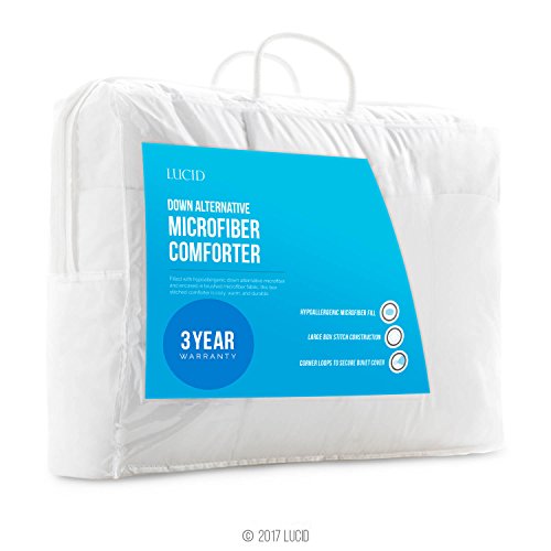 Lucid Alternative Comforter-Hypoallergenic-Down Alternative-All Season-400 Gsm-Ultra Soft-8 Duvet Loops-Machine Washable-California King #TOP6