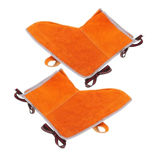 IWOWHERO 1 Pair Welding Worker Foot Cover Shoe Covers Welding Shoes Heat Resistant Welder Foot Covers Welding Spats Welding Sleeves Minimalist Welding Boot Welding Pants Orange Cowhide