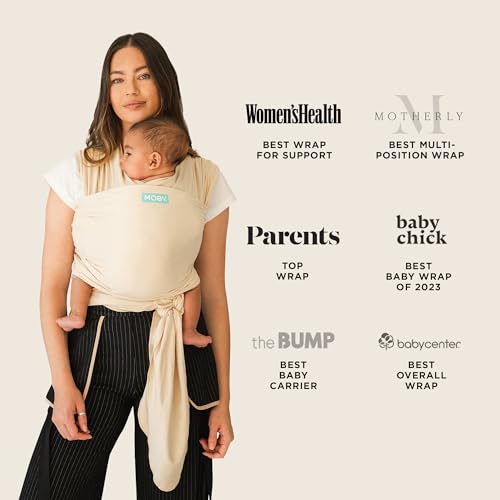 Image of Moby Baby Wrap Carrier Classic for Newborns to Toddlers (8-33lbs), Infant Sling Carrier, Lightweight & Hands Free Design, Adjustable for All Body Types (Sand Dollar)