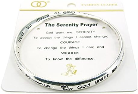 Serenity Prayer Silver Tone Twist Bangle Recovery Bracelet - Image 2