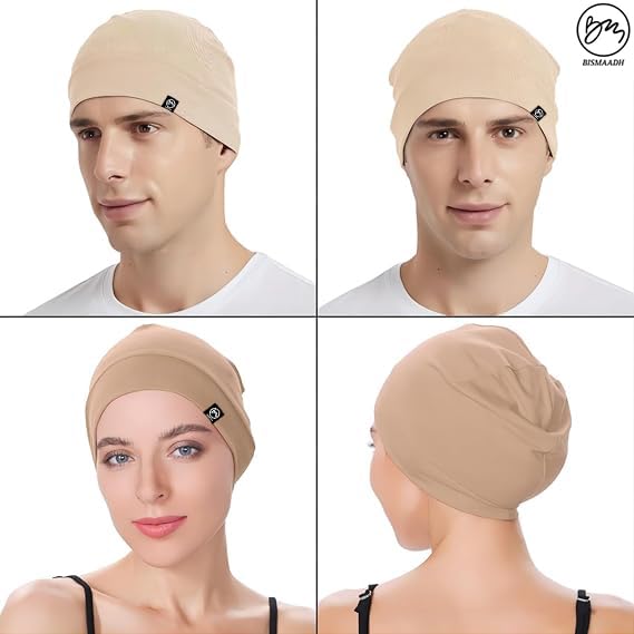 Image of Cooling Cotton Skull Caps for Men Women, Lightweight Beanie Sleep Hats Breathable Helmet Liner