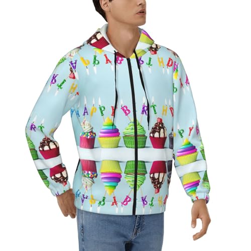 Sweat à capuche coloré cupcakes homme automne chaud veste zippée casual