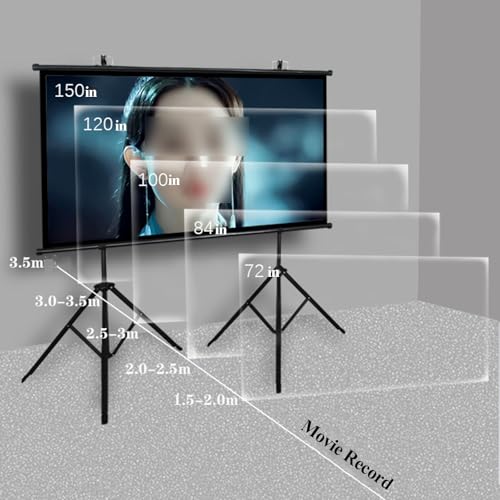Pantalla para proyector con soporte, pantalla portátil de suelo e interior para montaje en pared, sin arrugas, para viaje y camping (60 pulgadas, 16:9) miniatura 5