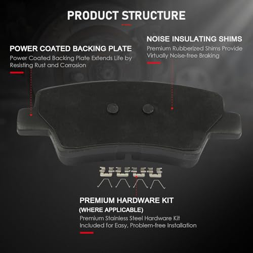 Image of cciyu D1813 Rear Ceramic Disc Brake Pads Kit Fit For Hyundai For Elantra GT 2016-2020,For Kona 2022-2023,For Kona Electric 2019-2023,For Sonata 2016-2019,For Veloster 2016-2017 2019-2021