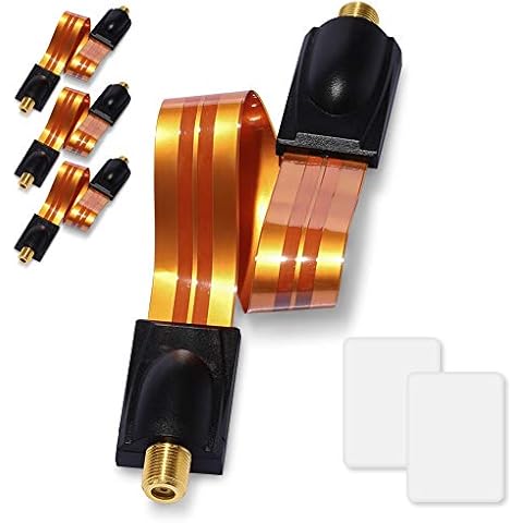 4X SAT Fensterdurchführung extrem flach vergoldet Koaxialkabel Antennen-Kabel F Kupplung Flachkabel 26cm 2X F-Buchse Fenster Tür Wohnwagen Camping TV Cover