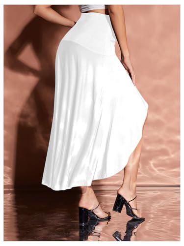 Verdusa Women's Elastic Waist Asymmetrical High Low Flared Maxi Skirt2