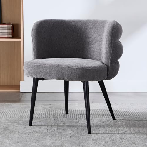 chairus Sillón de Salón Tapizado Sillón de Cóctel de Chenilla, Butaca Orejero con Patas Metálicas para Dormitorio/Sala de Estar, Gris