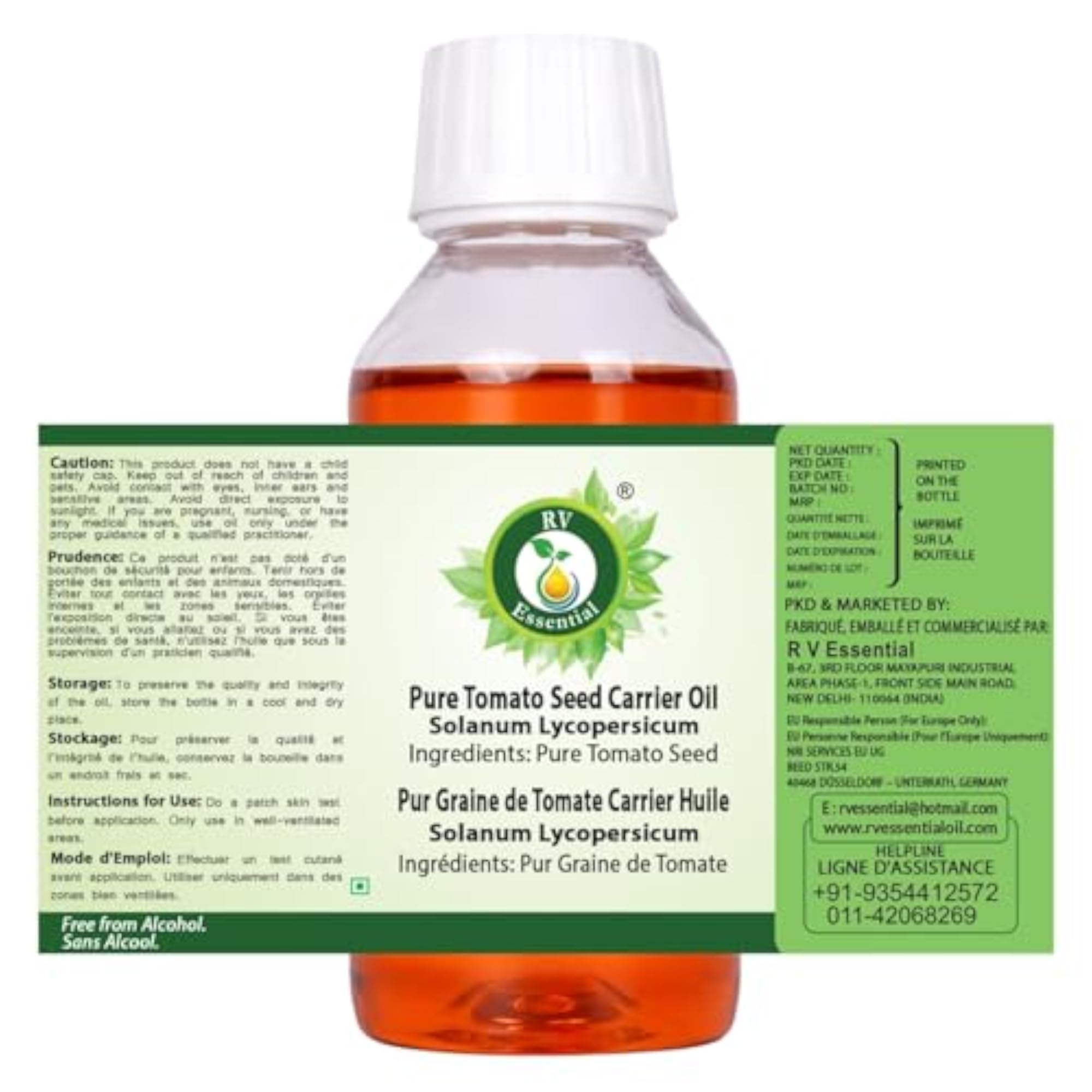 Pure Tomato Seed Carrier Oil 100ml, Natural Cold Pressed