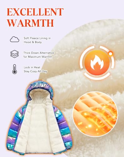 Image of Lovekider 4-12 Years Girls Hooded Puffer Jacket Warmth Padded Winter Coat