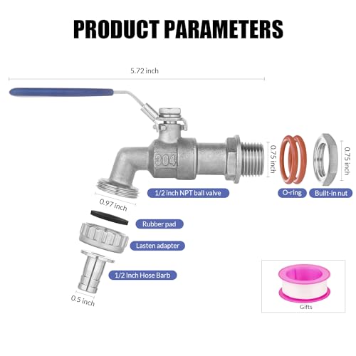 Tiantianup LONG STYLE 1/2 Inch Stainless Steel 304 Ball Valve Weldless Bulkhead thumb #1