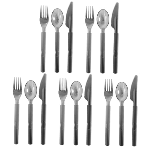 SAFIGLE 使い捨てパーティーフラットウェア点 黒色長柄ナイフフォークスプーン 食器はエルゴノミック設計で持ちやすくパーティーやピクニ