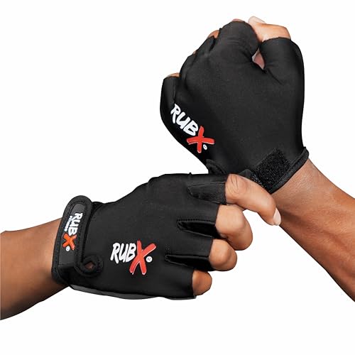 Image of RUBX Gym Gloves for Men & Women - Half Finger Workout Gloves for Weightlifting, Training, Fitness,Biking,Hand Protection & Grip Strength - Gym Accessories (Grey & Black Size-L)