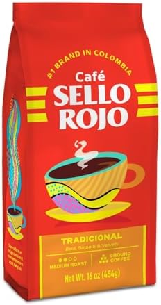 Cafe Sello Rojo | coffee brand in Colombia | 100% Colombian medium roast ground arabica coffee | Premium Colombian Coffee | Freshly vacuum packed in Origin (16 Oz, 1 brick)