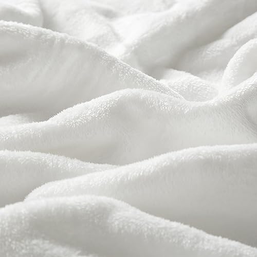 HYPREST Flannel Sheets King, Deep Pocket King Sheets fits Mattress Up to 24" Inches,250 GSM Velvet Plush Fleece Warm No Slip Bed Sheet Sets White