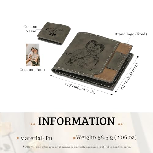 Personalized Leather Fist Wallet for Dad Customizable with 2-7 Names Engraved with Gift Photo Father's Day Gift for Father, Husband3