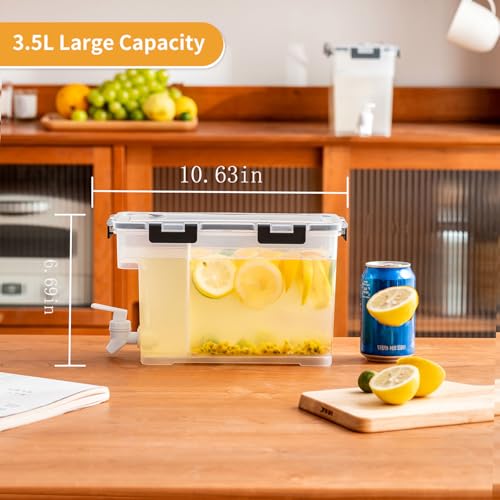 Cold Kettle with Faucet, 3.5L Refrigerator Juice Water Pitcher, Home Plastic Beverage Dispenser, Filter Drink Container for Home, Kitchen, Camping, Party