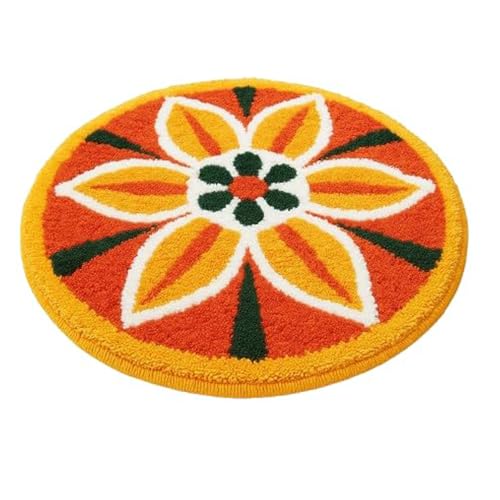 Image of Rangoli (60x60 cm) Super Soft Microfiber Decorative Mat Anti-Skid Door Mats for Home /Bathroom Mat /Bedroom /Kitchen /Floor Mat (Green & White)