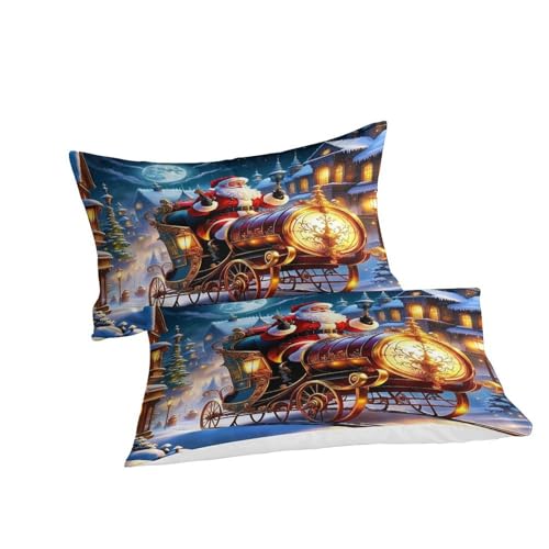 Parure de lit Noël drap microfibre 220x240cm housse couette fermeture éclair