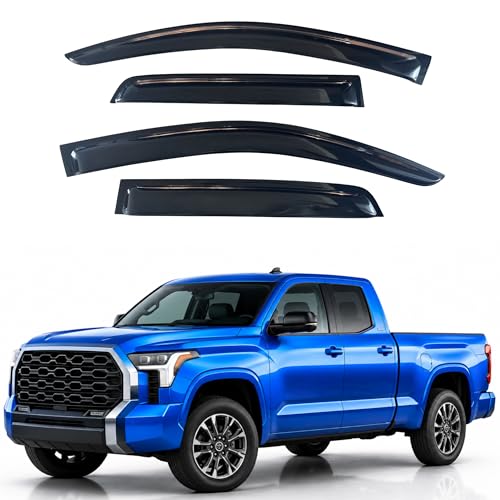 Image of IG Window Visors Fit for 2022-2026 Toyota Tundra Double Cab, Out-Channel Rain Guards Vent Wind Deflectors 4PC, Truck Accessories for 22-26 Tundra (Extended Cab Only)