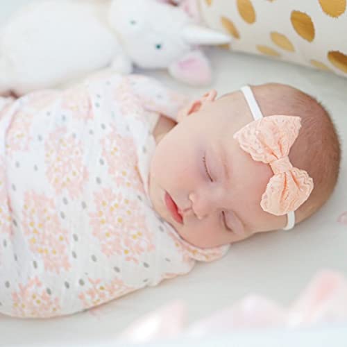 Image of SwaddleDesigns Cotton Muslin Swaddle Blankets, Set of 4, Receiving Blankets for Baby Boys & Girls, Best Shower Gift, 46x46 inches, Pink Floral