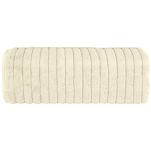 Image of Elegant Comfort 100% Turkish Cotton Corduroy Ribbed Luxury Jumbo Bath Towel Ultra Soft - 35 x 70 Inch - Luxury Spa Premium Hotel Quality Highly Absorbent and Quick Dry Large Bath Towel, Ivory