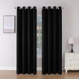 Joydeco Blackout Curtains 96 Inches Long, Black Blackout Curtains 95 Inch Length 2 Panels Set for Bedroom, Room Darkening Drapes & Drapes for Living Room (Black, W52 x L95 Inch)
