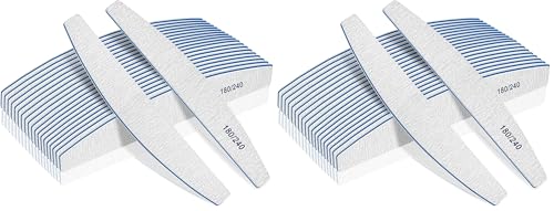 Lime à ongles professionnelle 180/240 Grit, 12Pcs Emery Board pour ongles naturels ou épais, Set lavable et réutilisable (Lot de 2)