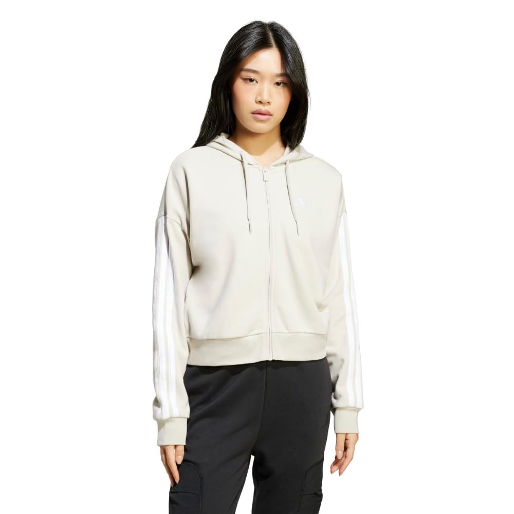 adidas Essentials Damen-Kapuzenpullover mit Reißverschluss aus Frottee – Bild 3