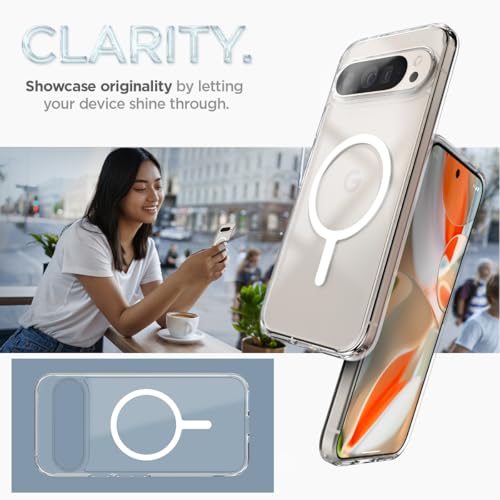 Image of Spigen Ultra Hybrid OneTap Metal Ring MagFit for Google Pixel 9 Pro Case, Pixel 9 Back Cover (2024) - TPU+Poly Carbonate｜White