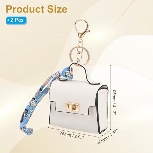Mini sac à dos porte-clés PATIKIL en cuir blanc pour écouteurs et monnaie - 2