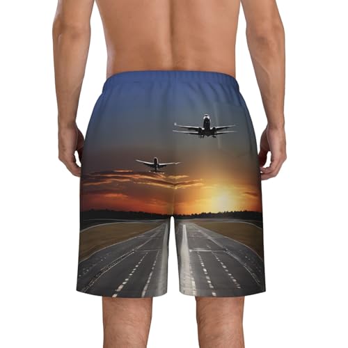 Airport Print Men's Beach Pants Lightweight Quick-Dry Swim Pants with Mesh Lining for Men4