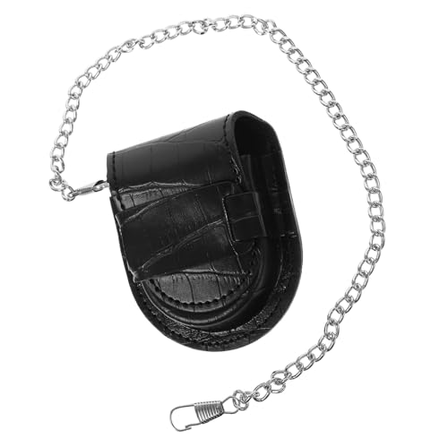 Alasum Riñonera Pequeña de PU Negra con Cadena Retro para Reloj de Bolsillo, Bolso de Cintura Portátil y Cómodo Adecuado para Uso Diario y Actividades