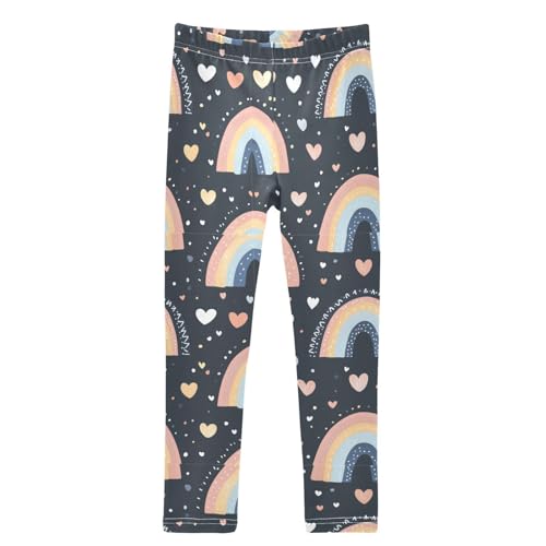 Dots Boho Rainbow Hearts Girls Leggings Kids Yoga Pants Dance Active Tights 4T