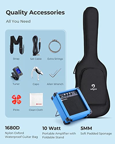 Vangoa Ensemble de Guitare électrique 39 pouces Bleu Pleine Grandeur avec Ampli de Guitare 10 W, Sac, Câble, Barre de… - Les Beatles, Paul McCartney, John Lennon, RIngo Starr, George Harrison Vangoa Ensemble de Guitare électrique 39 pouces Bleu Pleine Grandeur avec Ampli de Guitare 10 W, Sac, Câble, Barre de… – Image 7