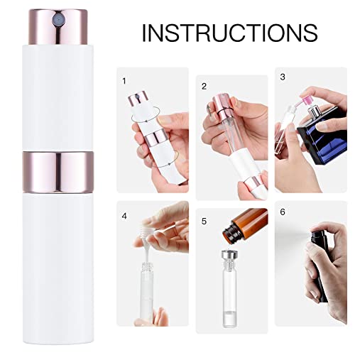Image of Lisapack 8ML Atomizer Perfume Spray Bottle for Travel, Empty Refillable Cologne Dispenser, Portable Sprayer for Men and Women (White)
