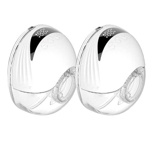Junyako Wearable Breastfeeding Pump,4 Modes & 12 Levels, Hands Free Breast Pump,Quiet Electric Pump,Memory Function,Double-Sealed Flange Sizes (19/21/24mm) (White 2 Pack)