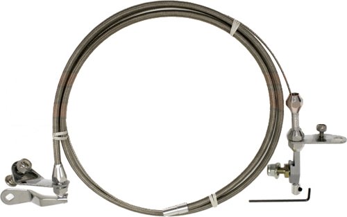 CFR Performance Stainless Steel Braided Ford C6 Transmission Kickdown Cable Kit | 66" Adjustable Length | Fits Ford C-6 Automatic Transmissions